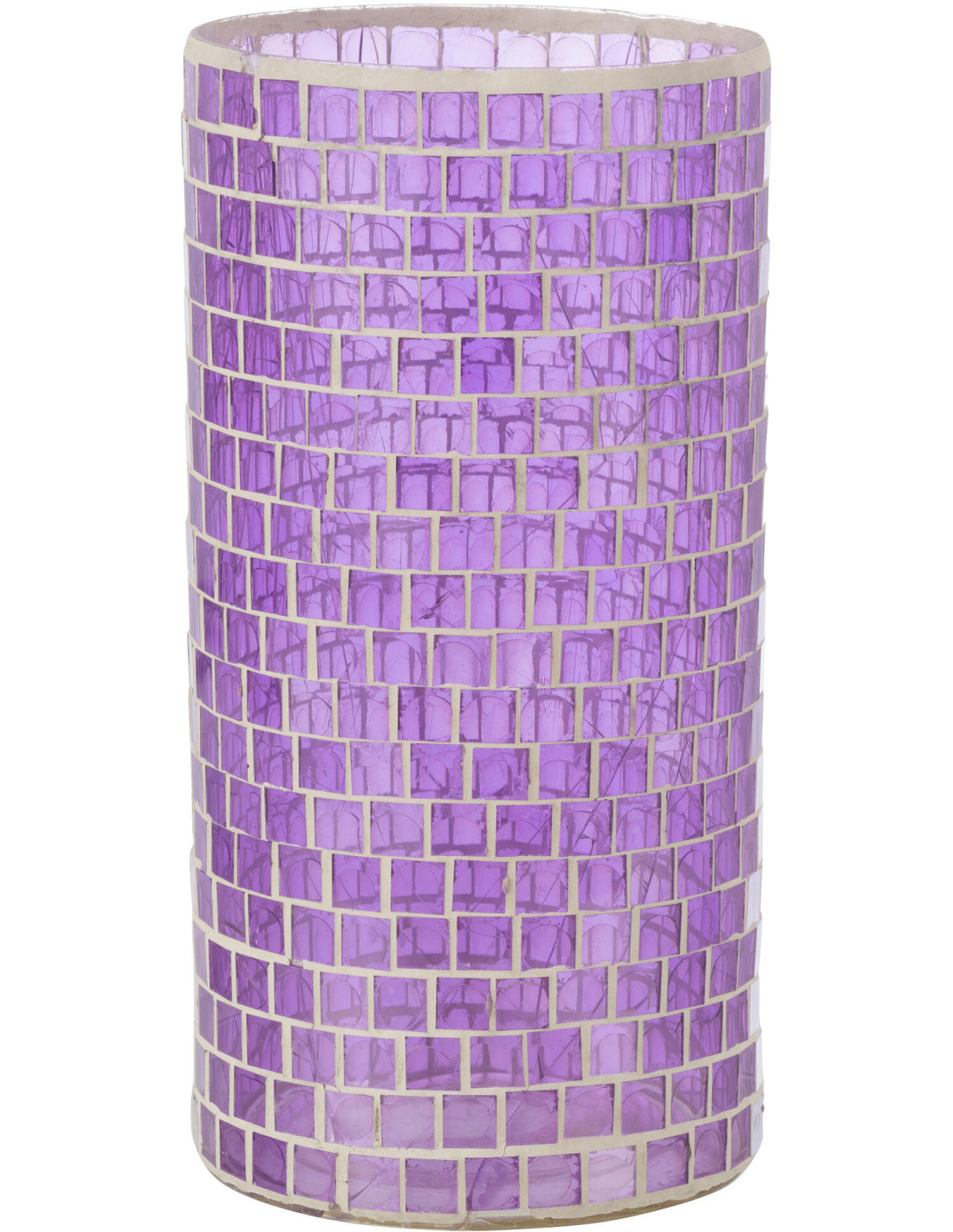 Vase Cylindrique Carrelio Hauteur 30 cm en Verre Mauve Motif mosaïque Vente En Ligne À Chaud